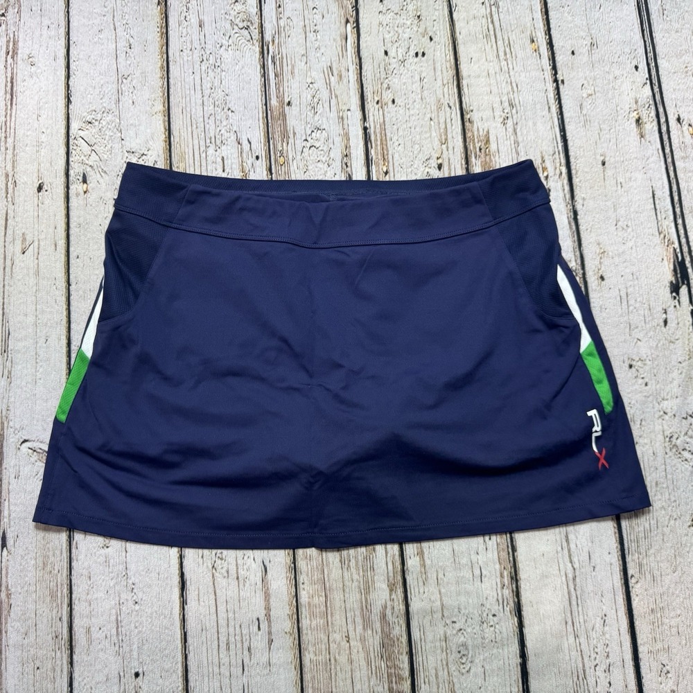 RLX Ralph Lauren Skort Skirt Womens XL? Blue Golf Athletic Stretch Pockets Lined